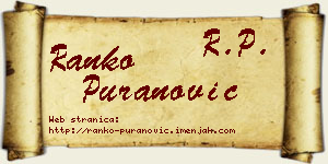 Ranko Puranović vizit kartica